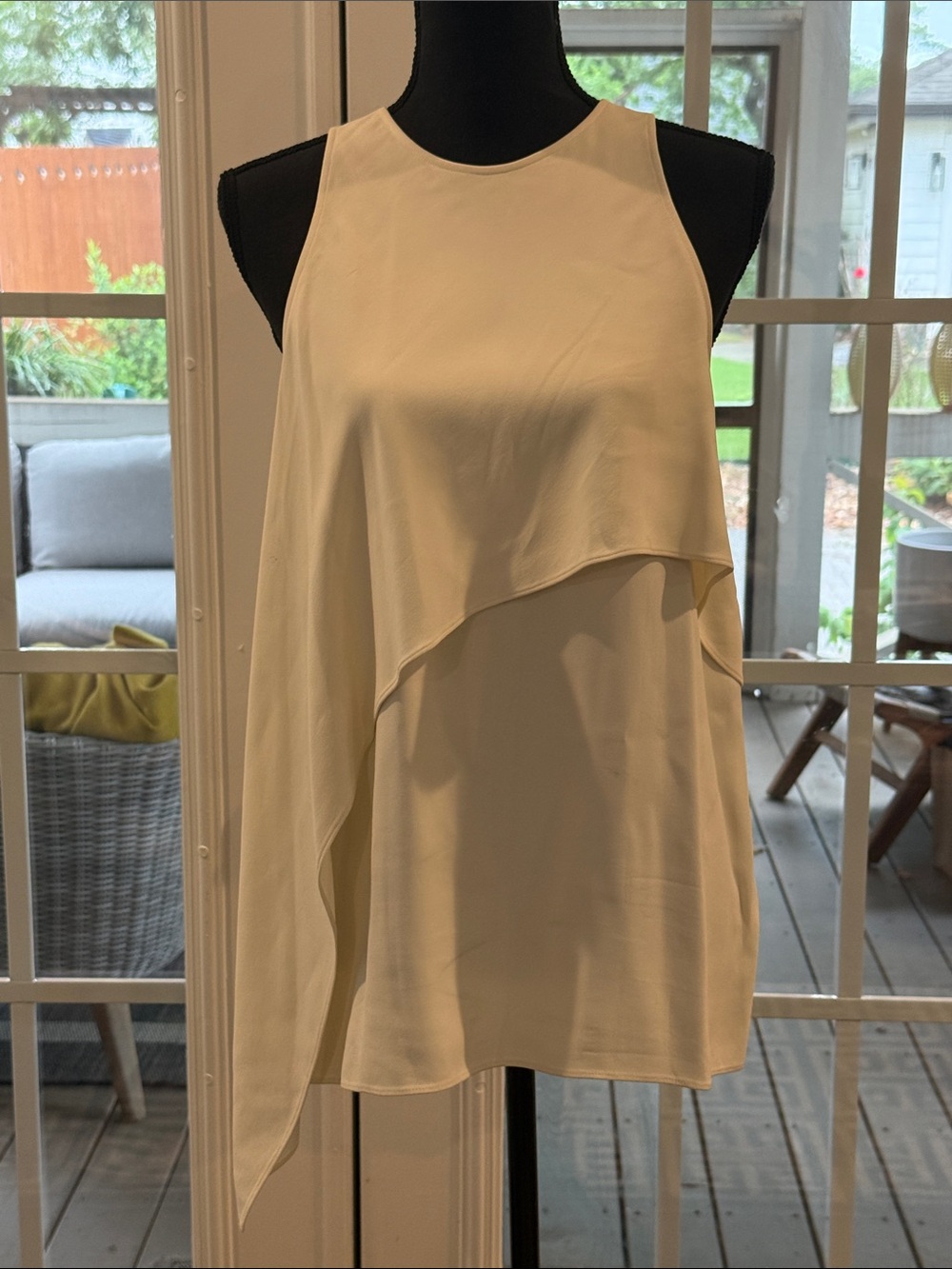 Elegant Cream Asymmetric Layered Dress